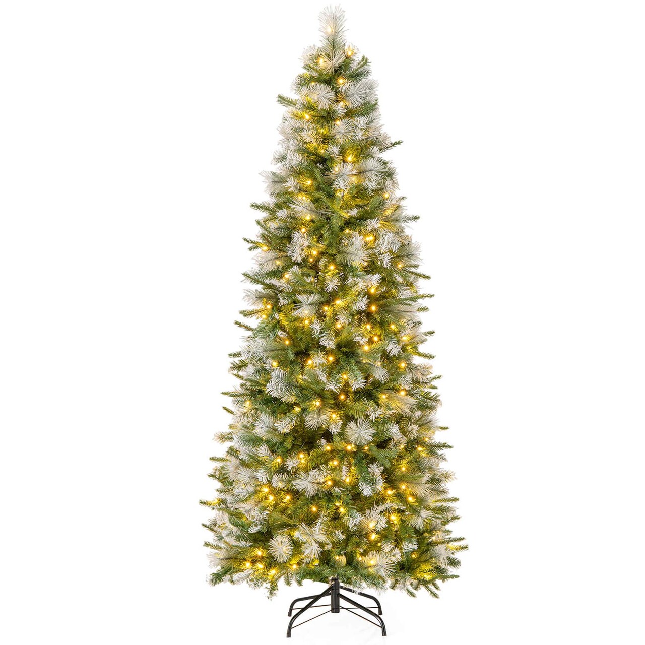 Costway 6/7.5/9 ft Pre-Lit Artificial Christmas Tree with 580/820/1228 Frosted Tips 470 LED Lights